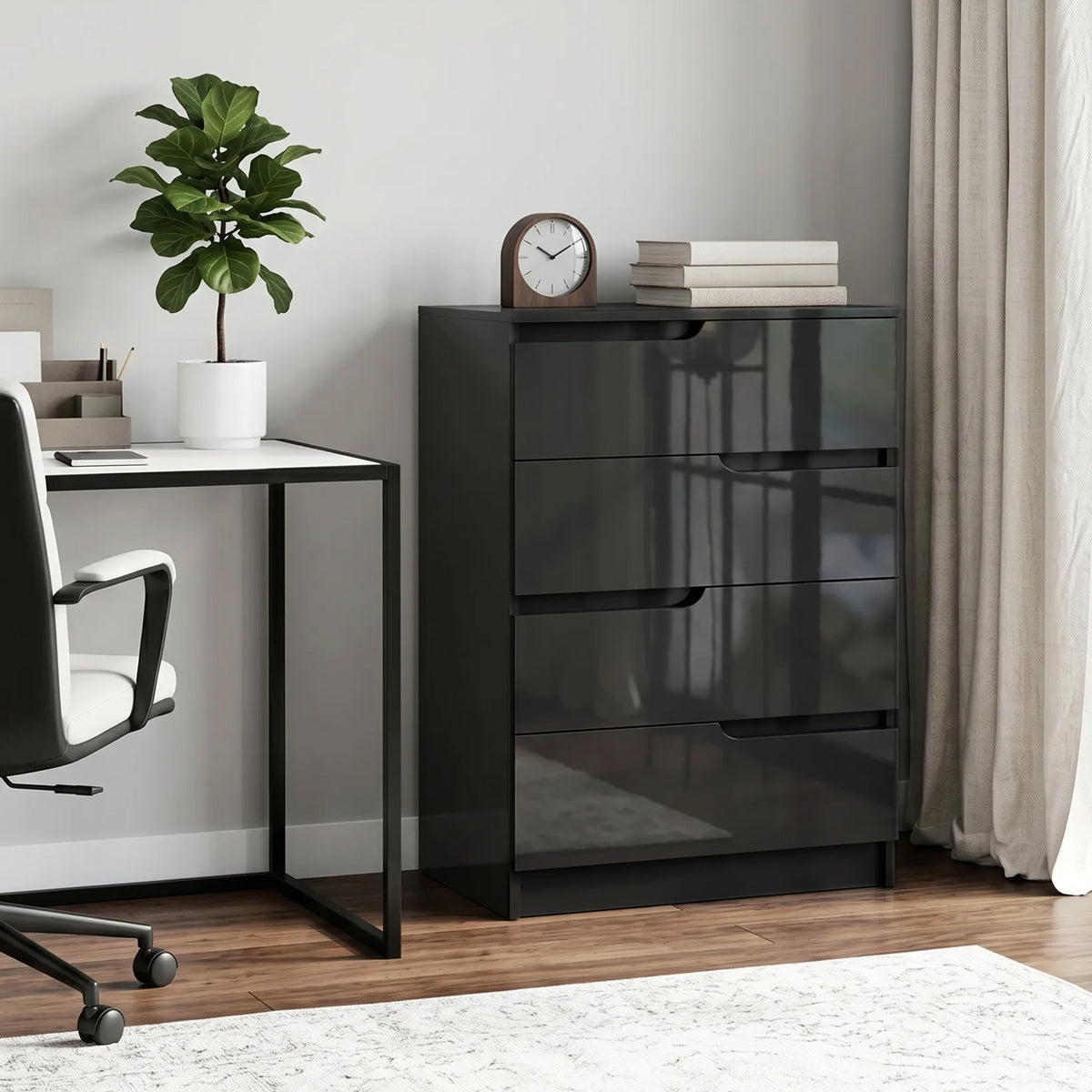HOMCOM 4 Drawer Chest Of Drawers For Bedroom, 60 X 40 X 85cm