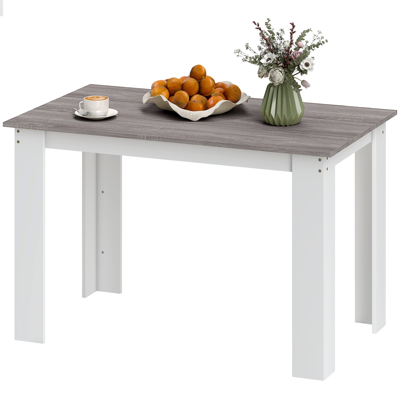 Dining Table For 4-6 People, Wood Effect Tabletop | Grey