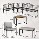 7 Seater Garden Furniture Set, Outdoor Furniture Conversation Sets | Grey