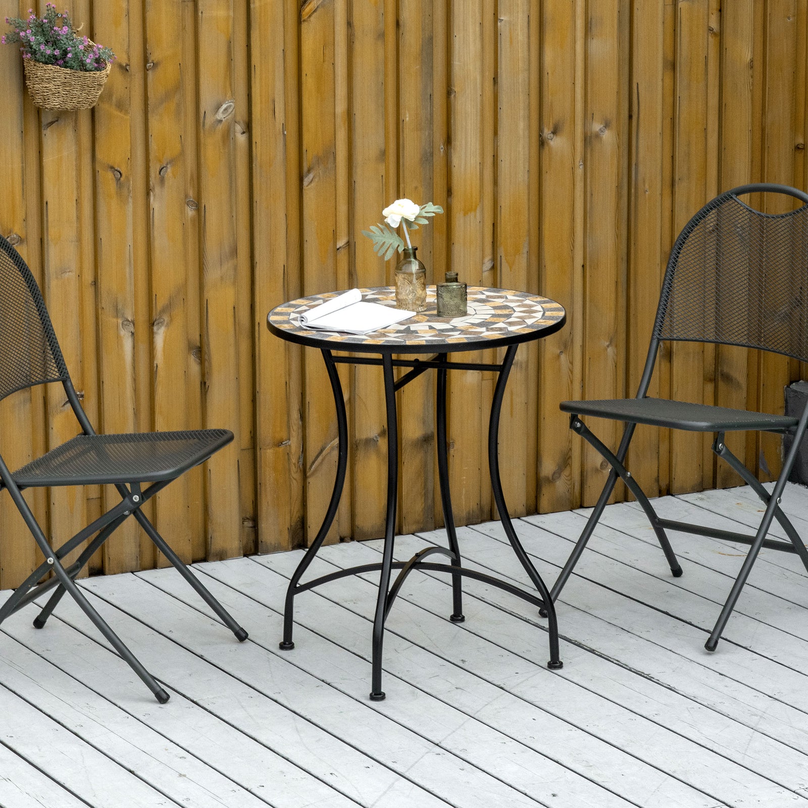 60cm Mosaic Round Bistro Table Outdoor Garden Side Table