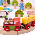 Bigjigs Toys Wooden Farm Train Set - 44 Pieces