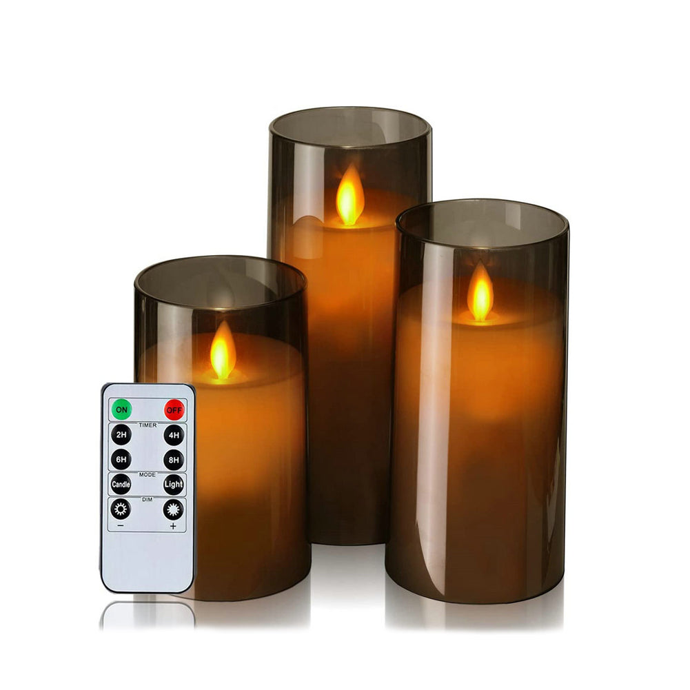 3pcs Remote-controlled Led Flameless Candle Set | Grey