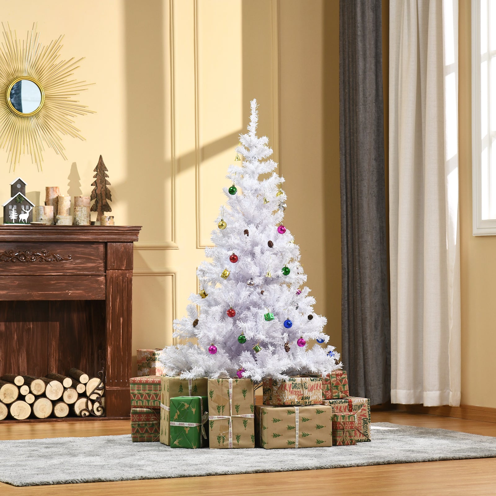 5ft Snow Artificial Christmas Tree W/ Metal Stand Decorations Home White | 5ft | White