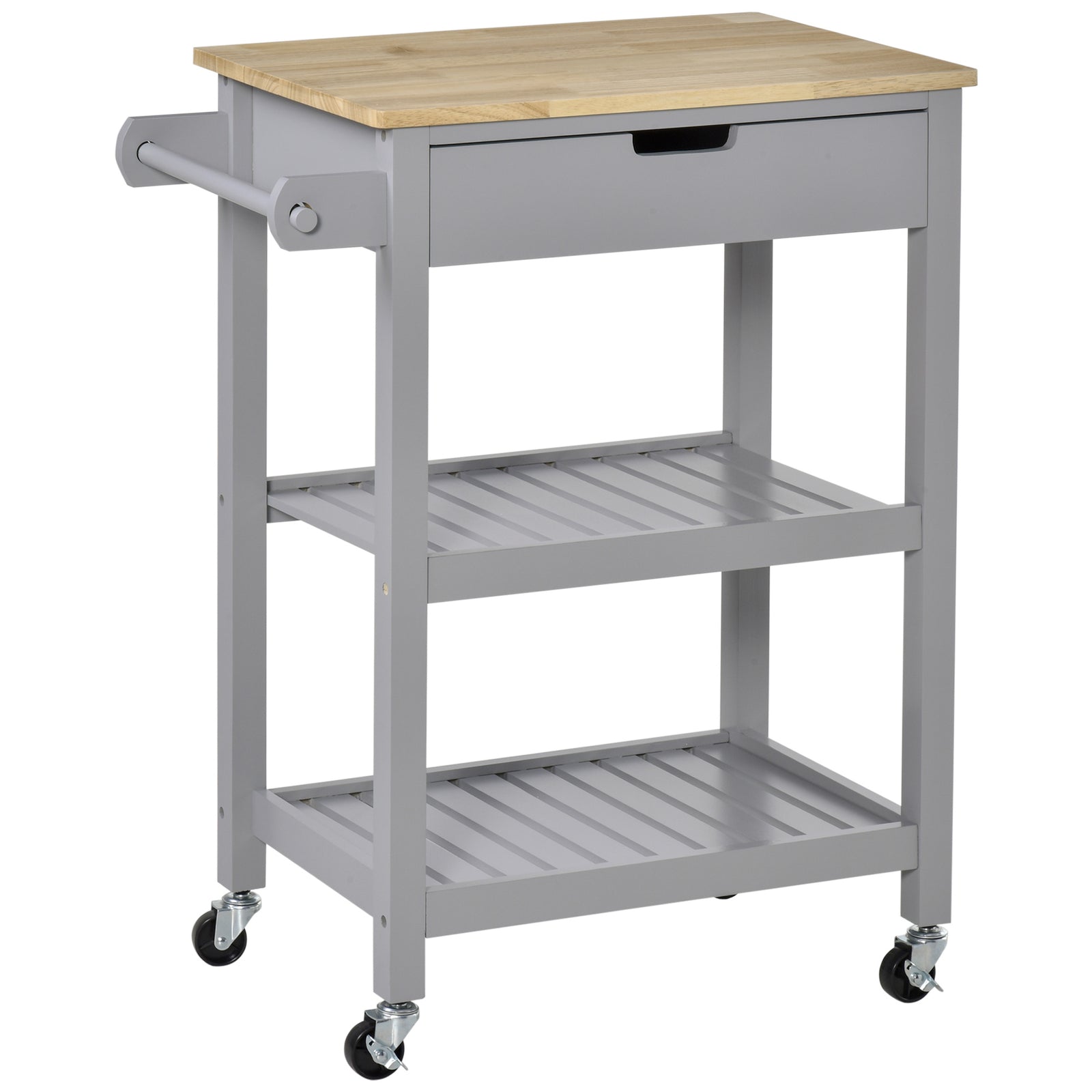 Utility Trolley With Worktop, Towel Rack, Drawer