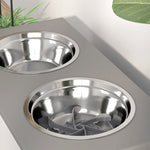 Height Adjustable Dog Feeding Storage W/ 2 Stainless Steel Bowls