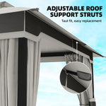 3 X 3.6 M Outdoor Garden Gazebo With Netting, Curtains | Light Grey