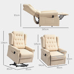 Power Lift Recliner Armchair With Wingback, Button Tufted | One Size | Beige