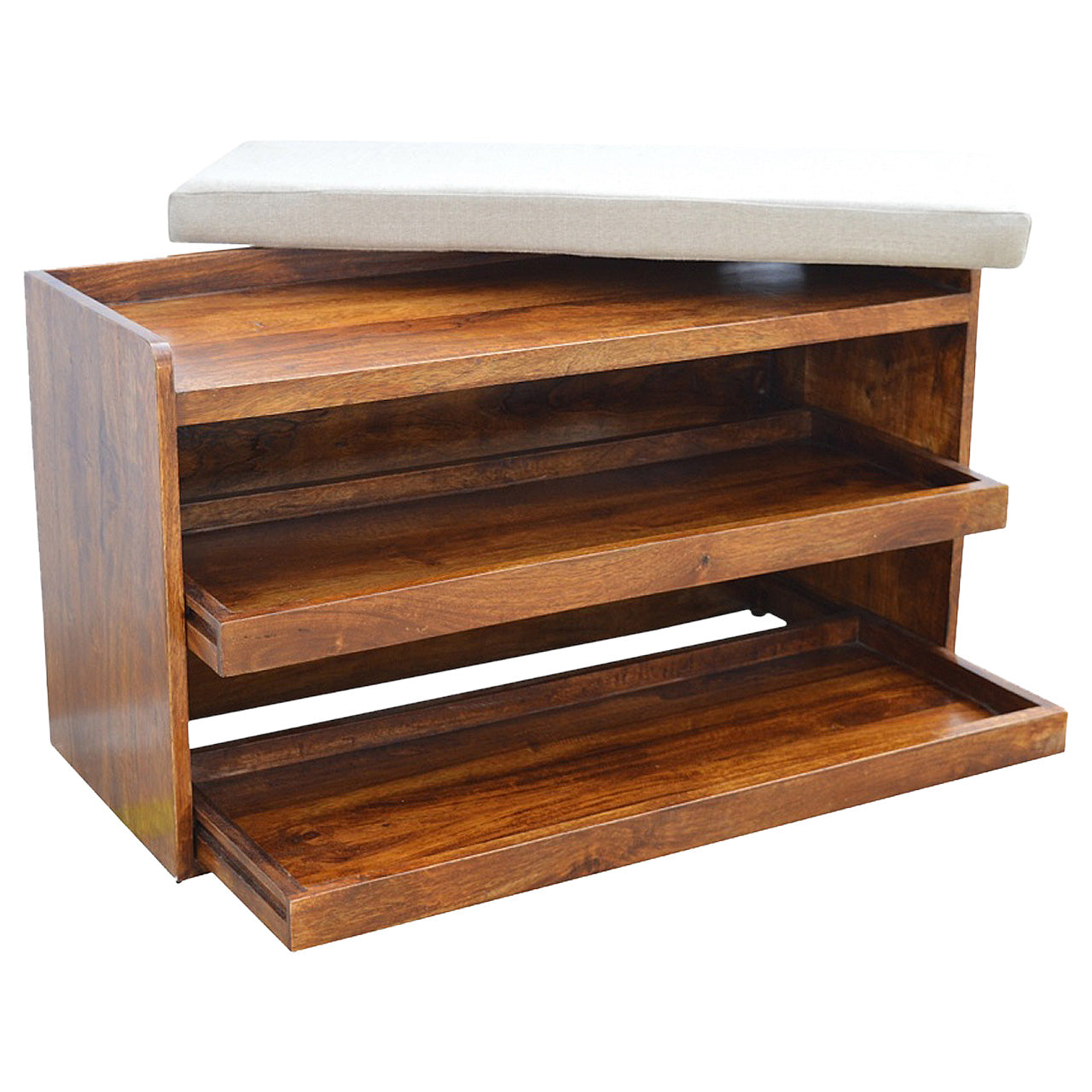 Solid Wood Mud Linen Pull Out Shoe Bench