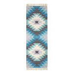 Helsinki Handwoven Geometric Blue Grey And Cream Kilim Wool Rug | 200cm | Blue & Grey