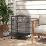 Bird Cage With Rolling Stand For Small Birds - Grey