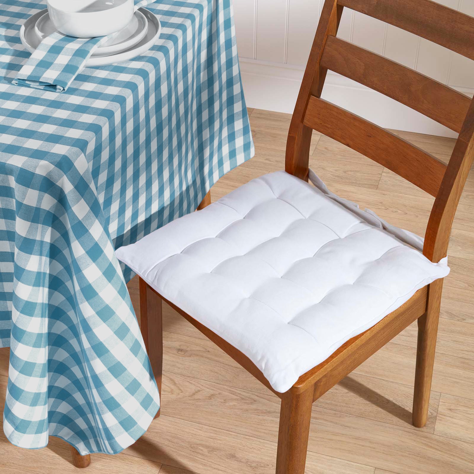 Block Check Cotton Gingham Napkins, Set Of 4 | 45cm x 45cm | Blue