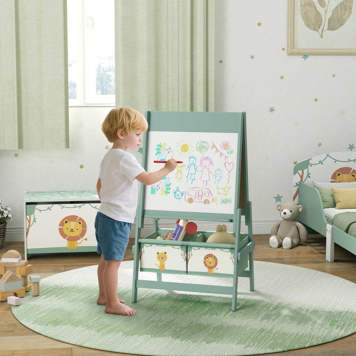 AIYAPLAY 3-in-1 Kids Easel, Double-sided Art Easel With Paper Roll