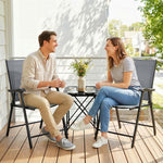 Folding Garden Chairs Set With High Back, Armrests | Set of 2 | Light Grey