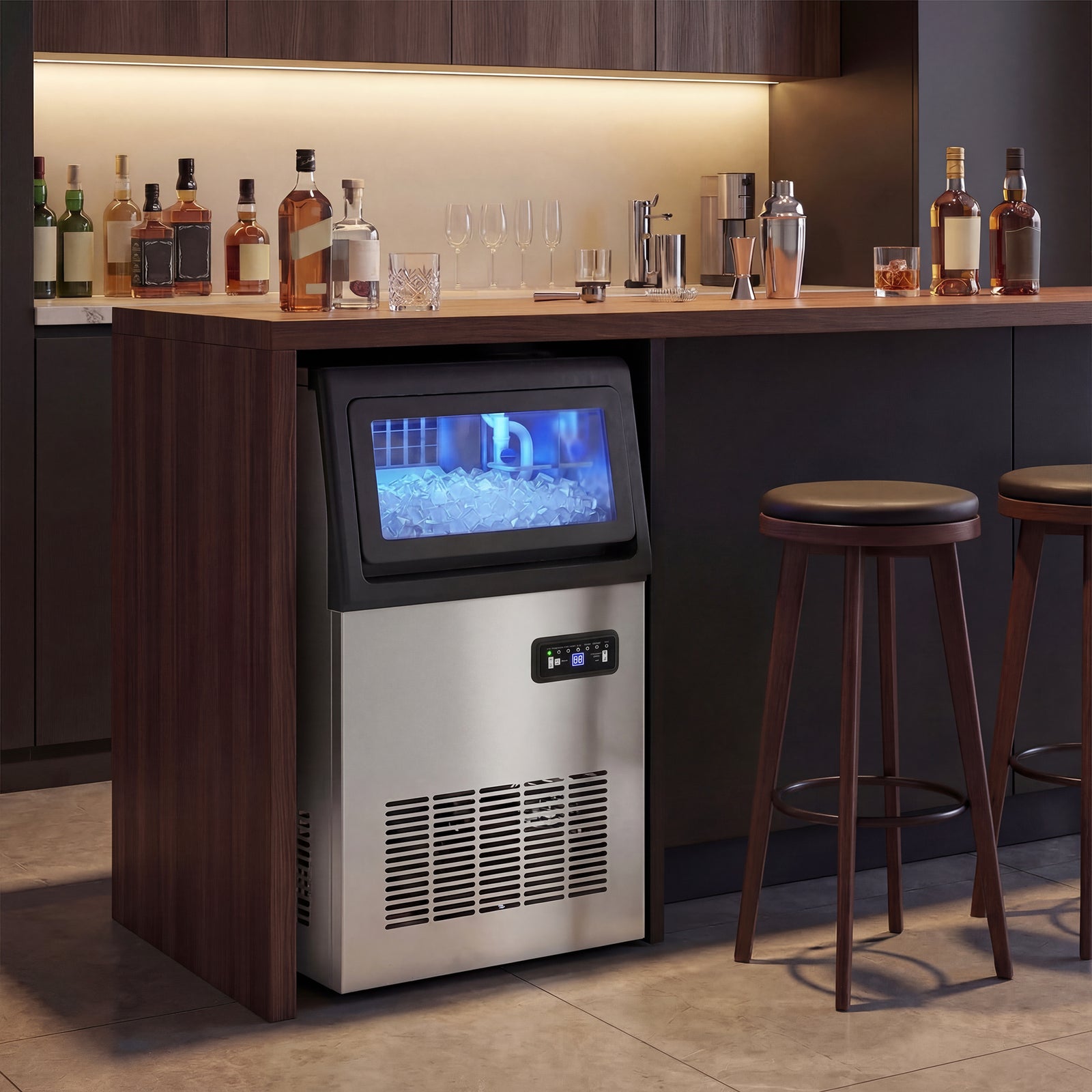 24h Commercial Ice Maker Machine With Auto Self-cleaning | 36kg | Silver