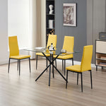 Miami Dining Table With 4 Emily Leather Chairs | Mustard