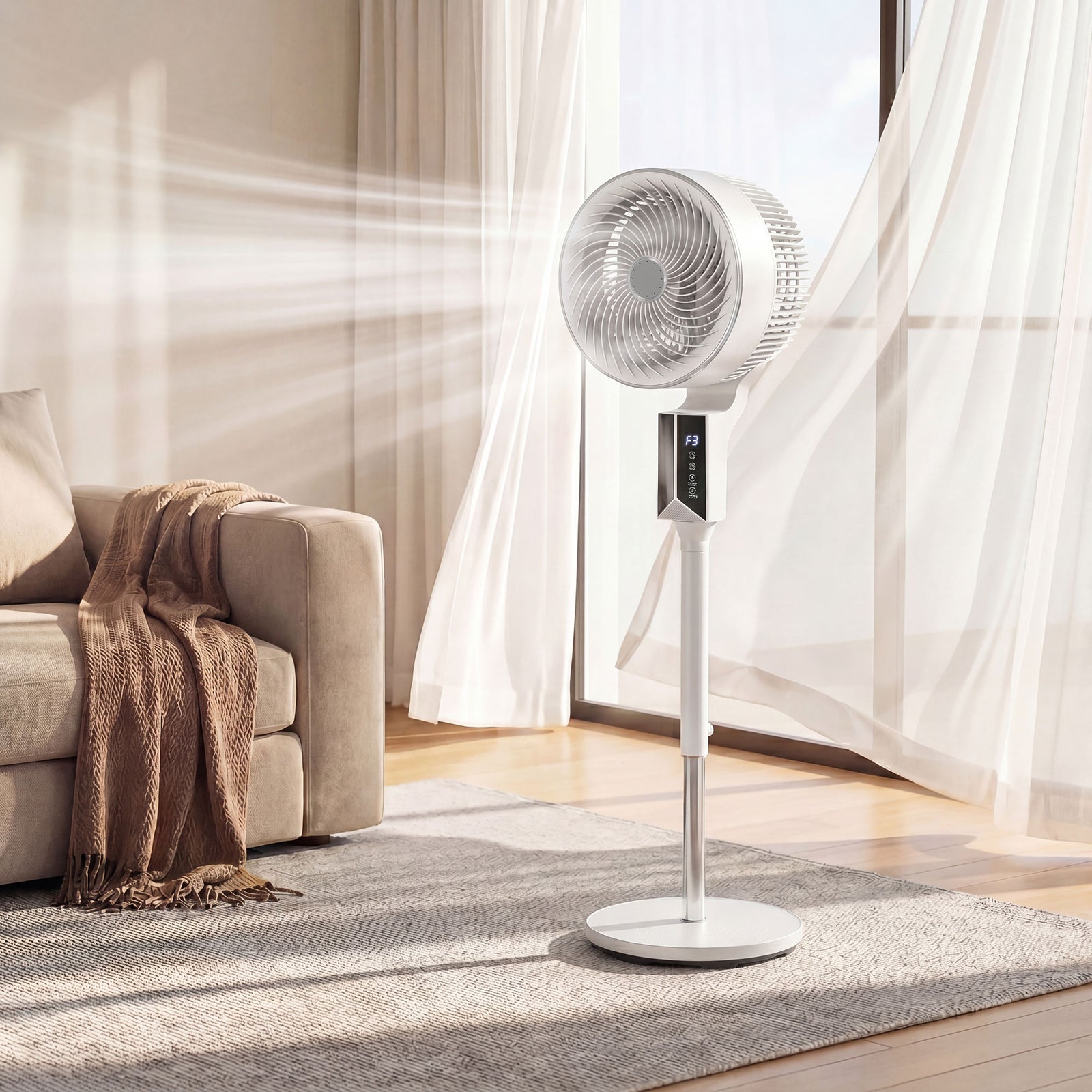 20 Db Silent Standing Fan, 46" Pedestal Fan With Oscillating