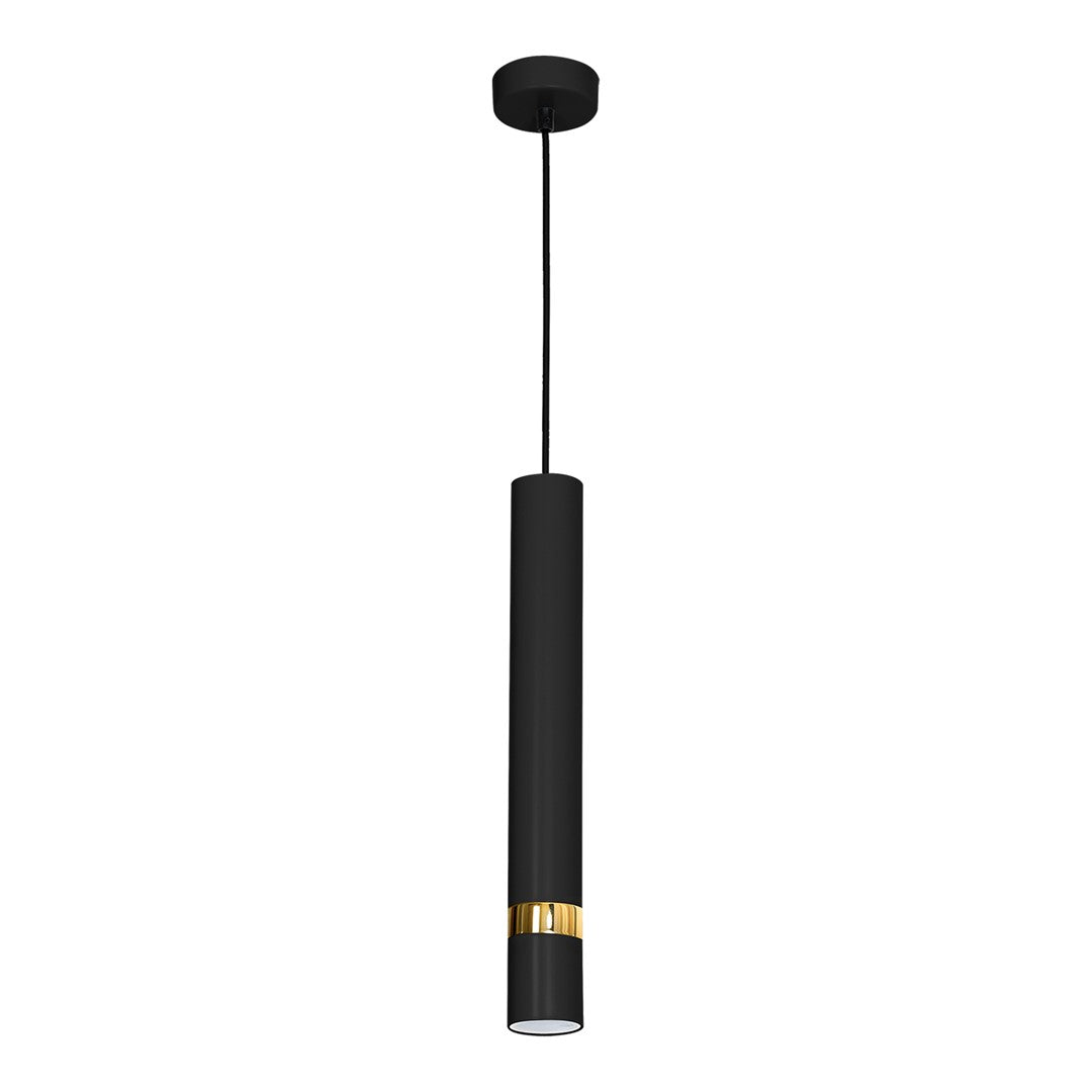 Joker Contemporary Pendant Lamp 1xgu10 Hand Made Cylindrical Style Light | Black & Gold