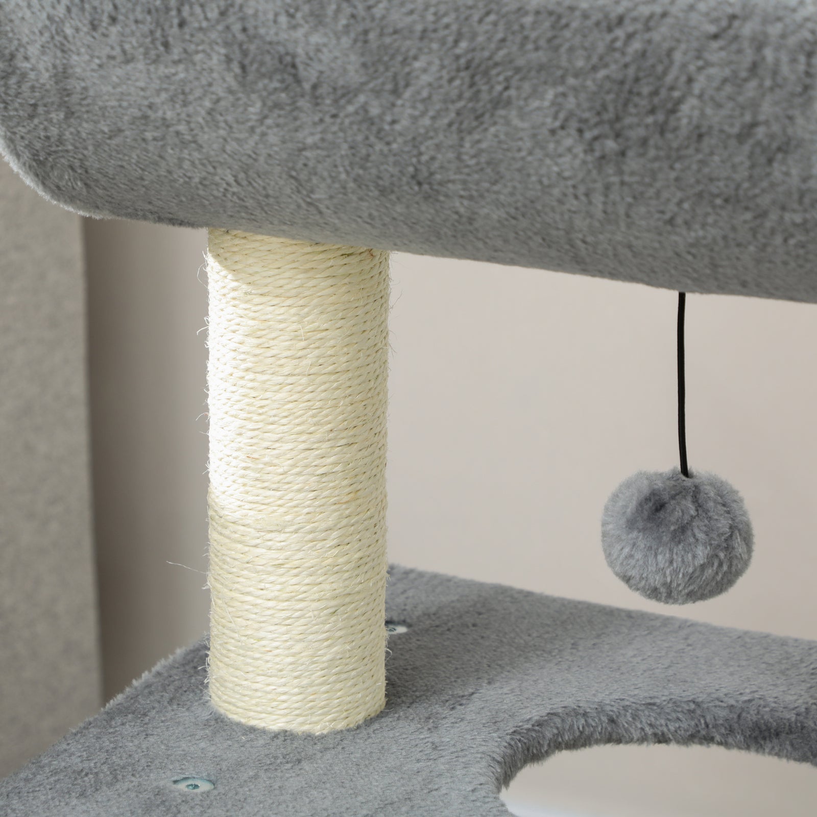 Cat Tree Kitten Tower W/ Scratching Post, Pad, Bed, Perch, Ball | Gray