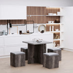 5 Pc Dining Set, Storage, Cushioned Ottomans