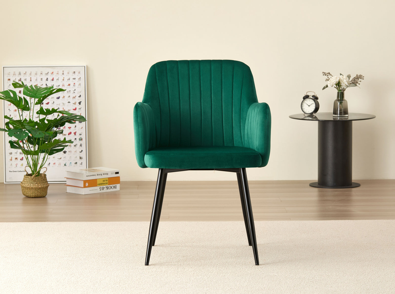 Elegant Miami Dining Table Set With 4 Velvet Charlotte Chairs | Green