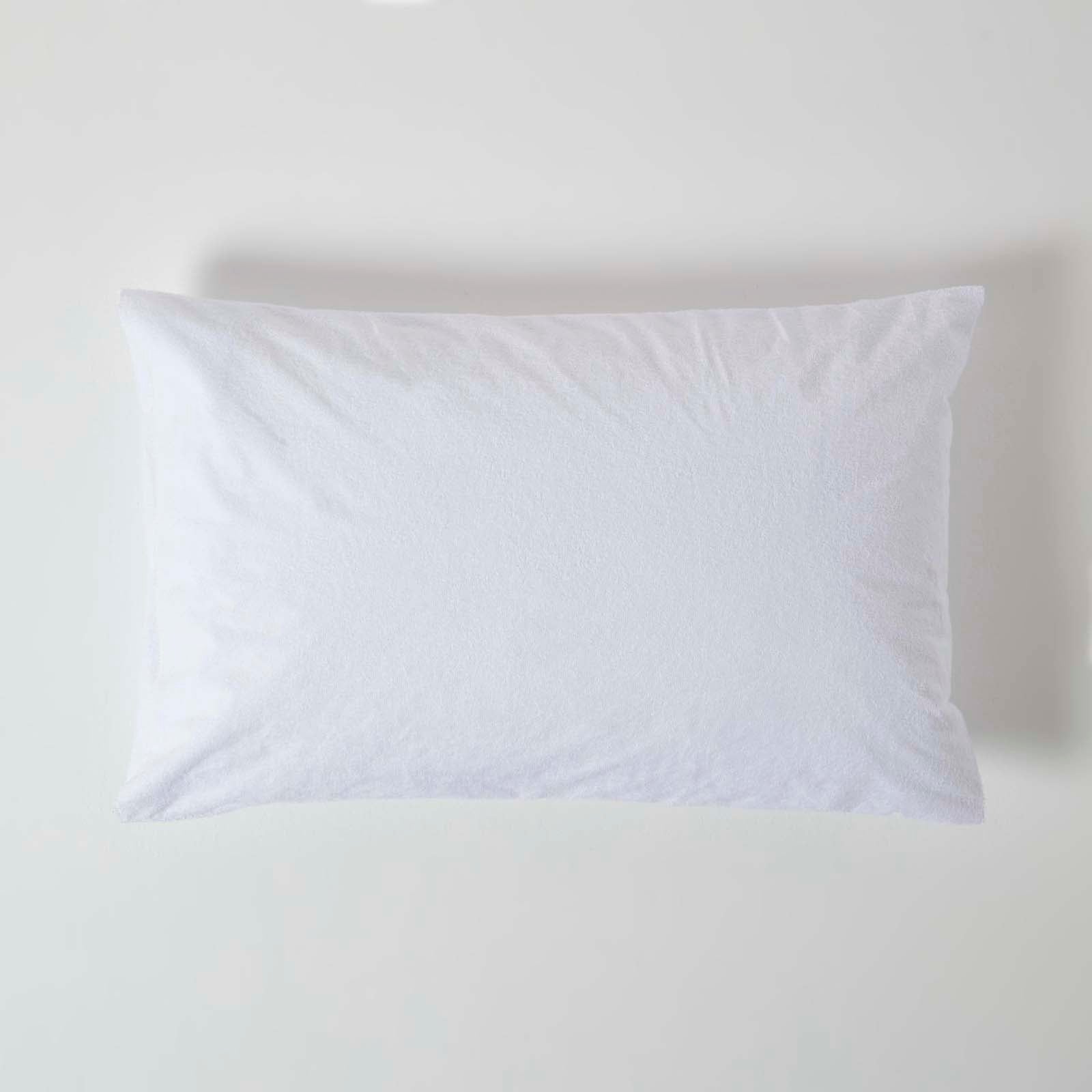 Terry Towelling Waterproof Pillow Protectors, Pack Of 4 | 48 x 74cm | White