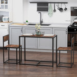 3pc Dining Bar Set, Modern Style, Metal Frame | Brown