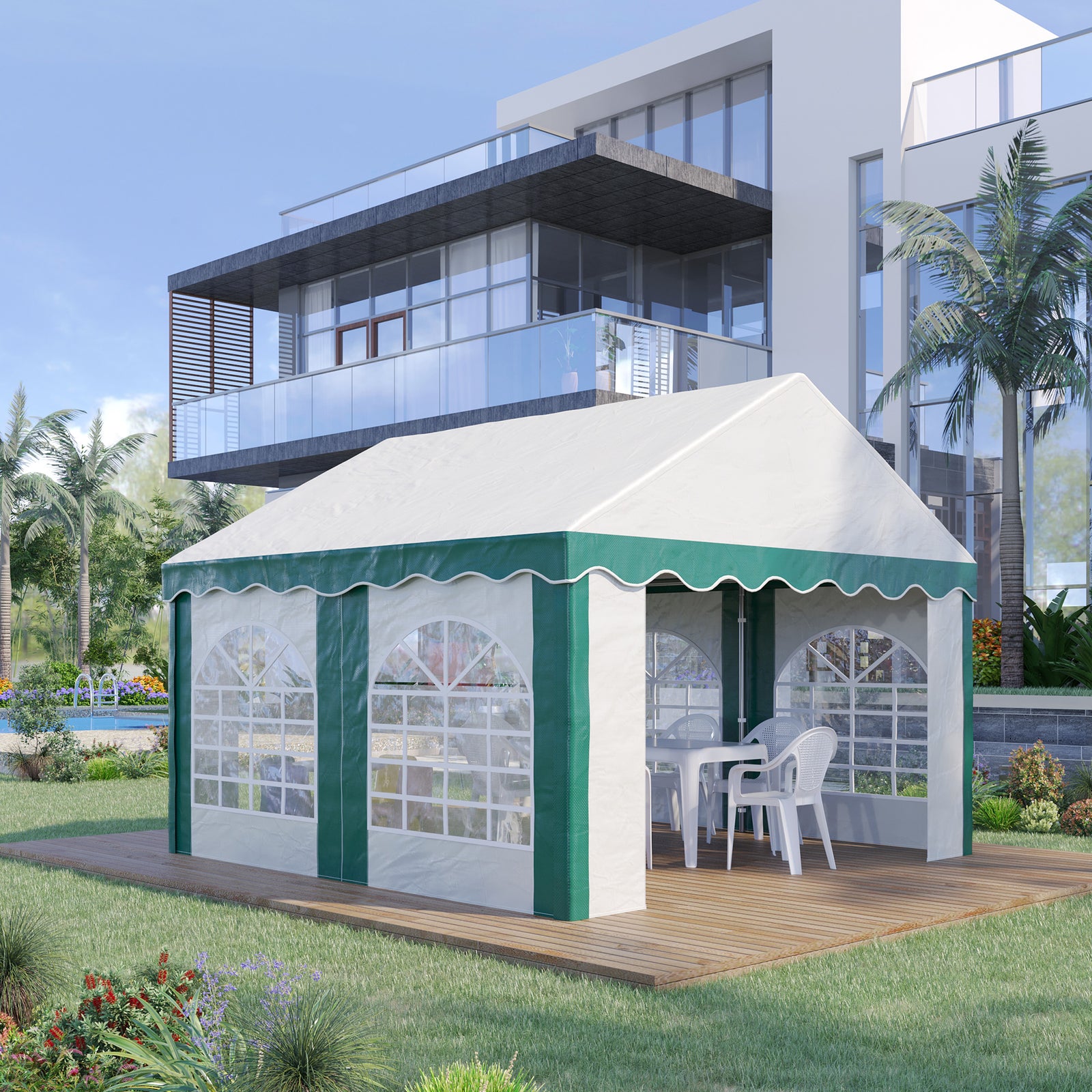 Marquee Gazebo, Party Tent With Sides And Double Doors | Small | White