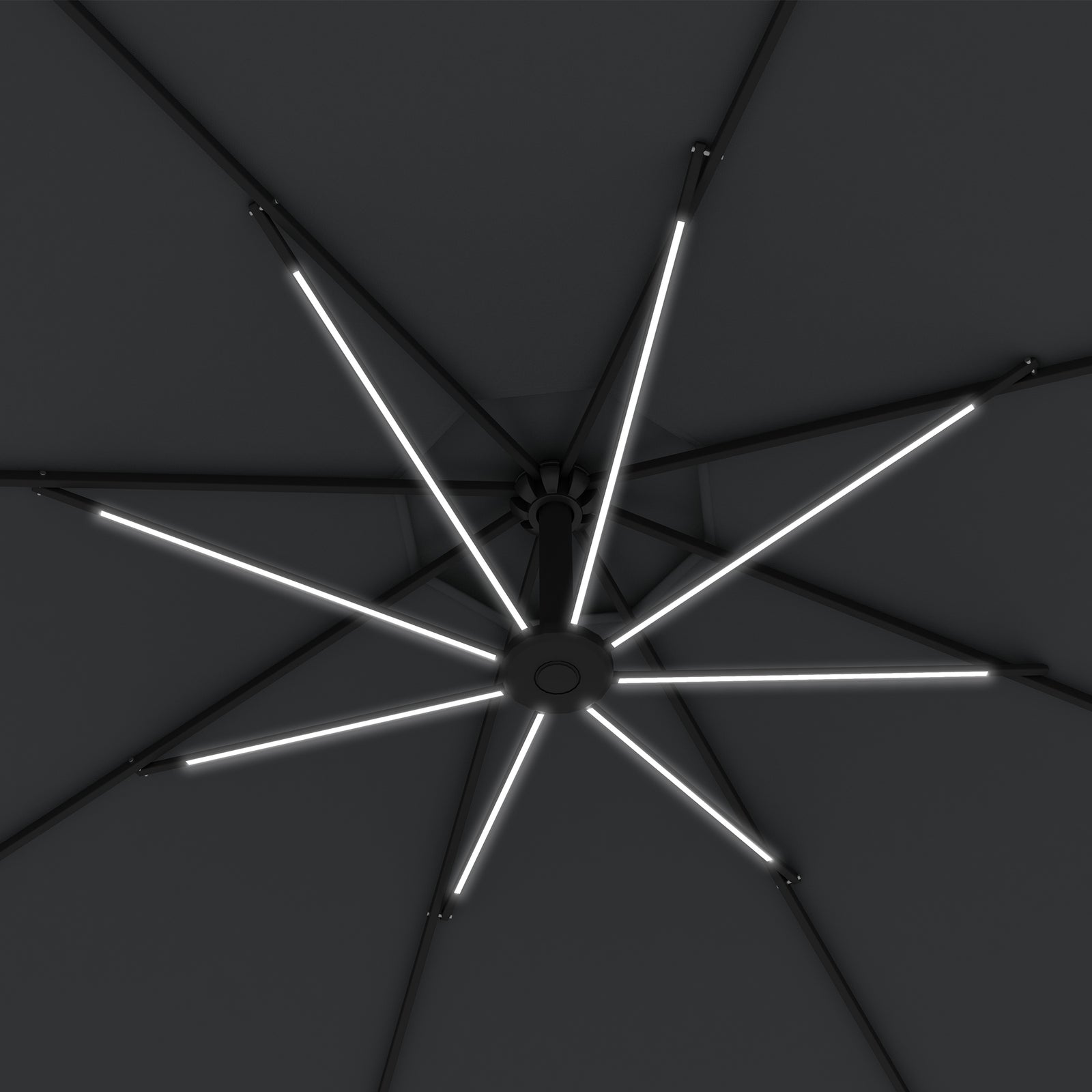 3m Led Patio Parasol W/ Solar Lights & Base