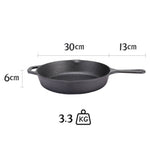 26cm/30cm Dia Cast Iron Skillet Frying Pan With Short Handle | Large | Black