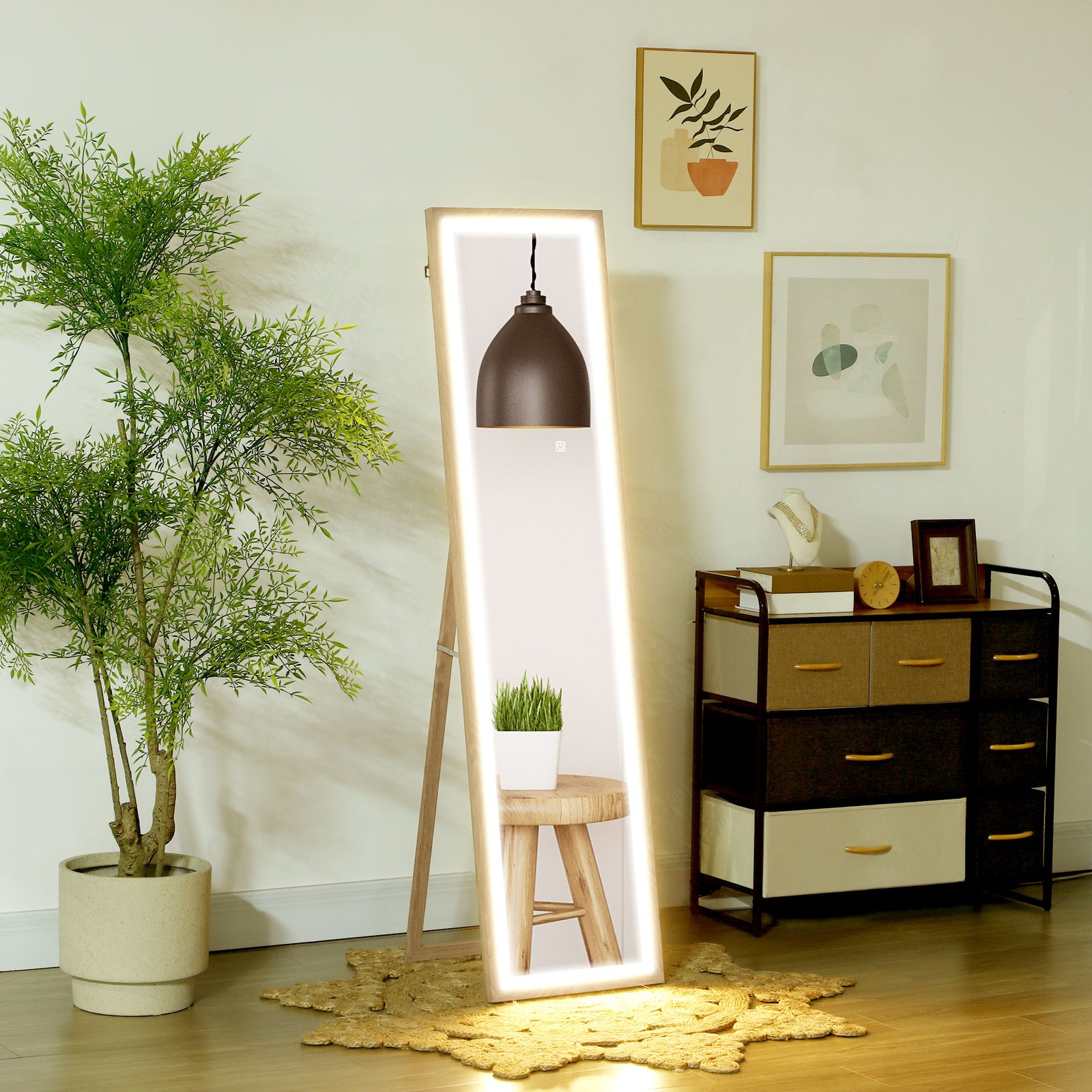 Dimming Full Length Mirror With Lights | Yellow