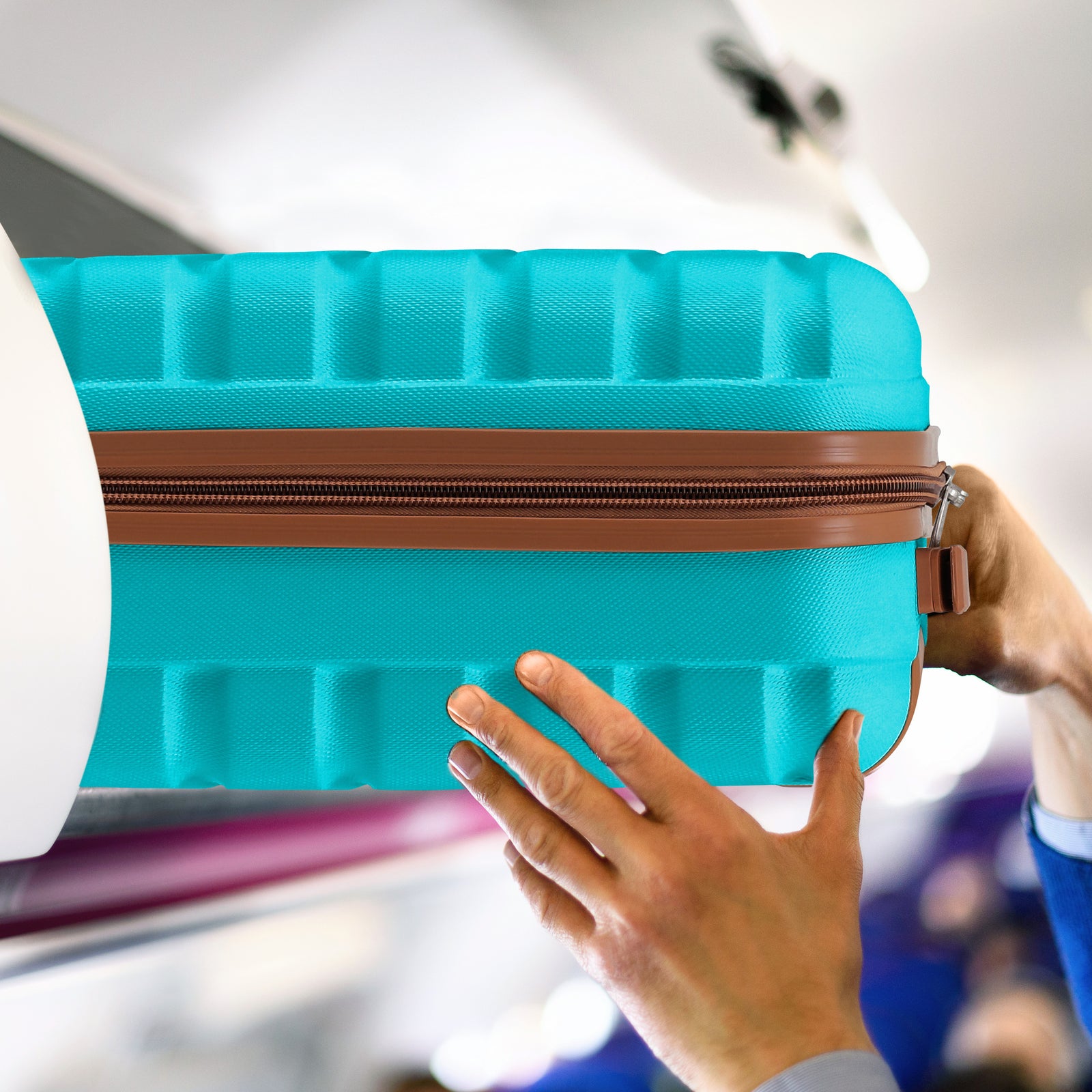 45x36x20cm Lightweight Underseat Cabin Carry On Suitcase - 100+ Airline Approved - Hard Shell Luggage - 4 Wheels | 45 x 36 x 20cm | Aqua