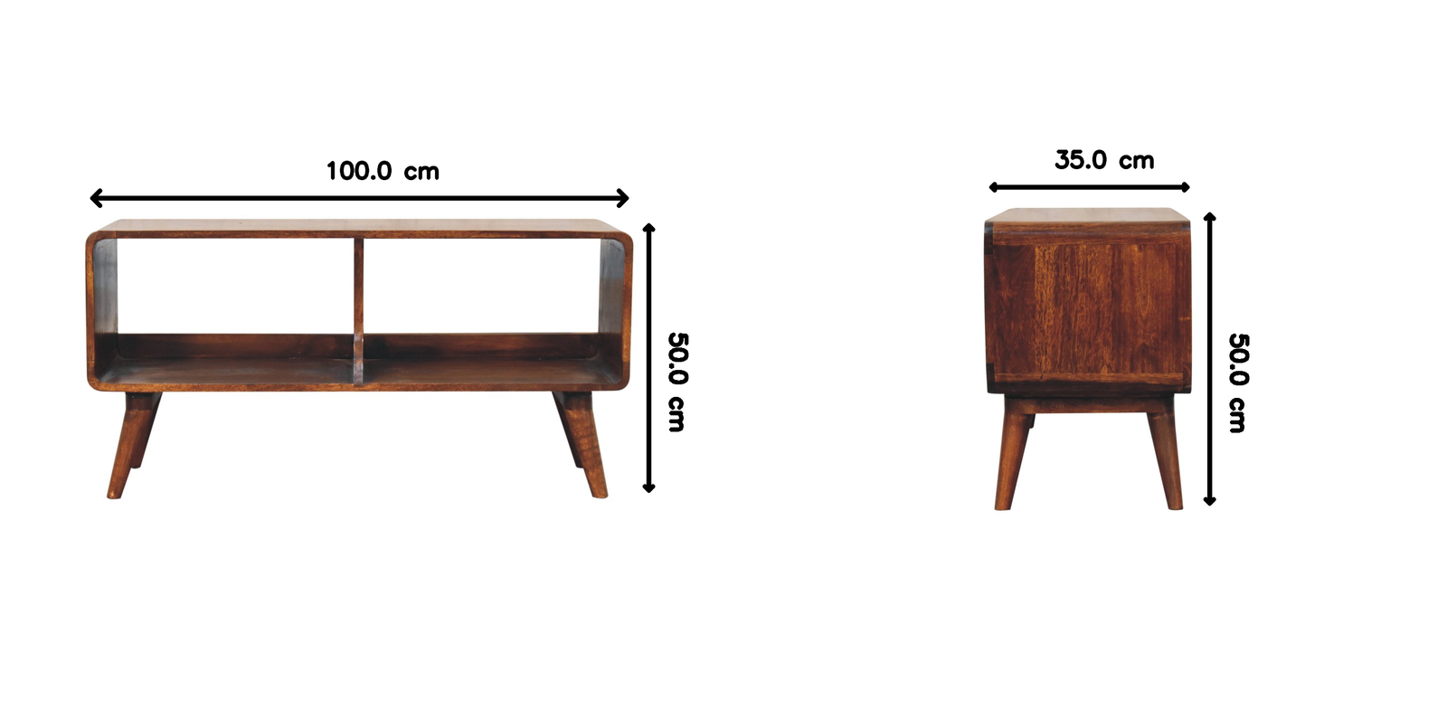 Curved Chestnut Double Slot Media Unit