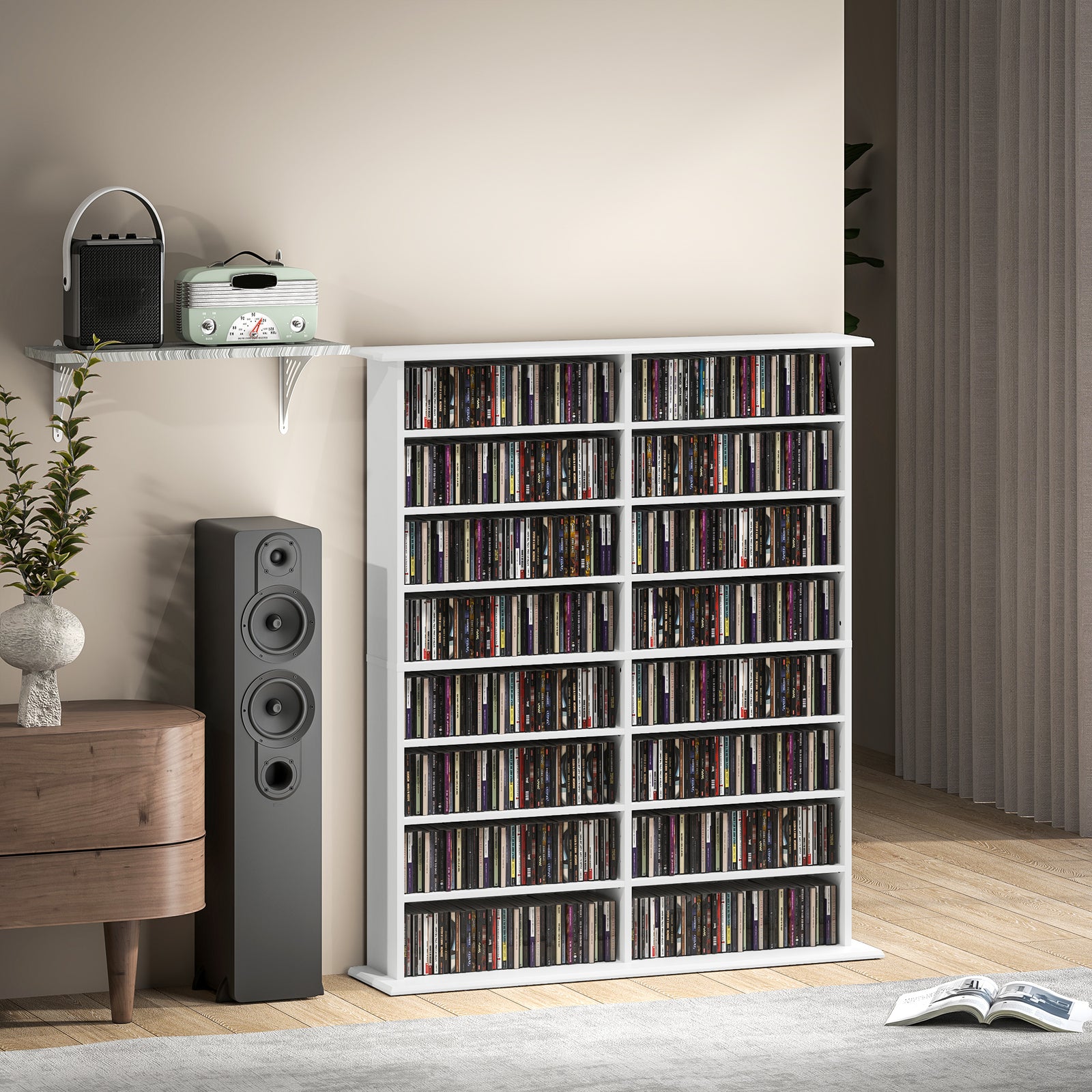 Cd Storage Unit Dvd Tower Blu-ray Storage Shelf For Office | Large | White