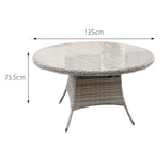 Hampton Rattan 6 Seat Dining Set In Dove Grey | Light Grey