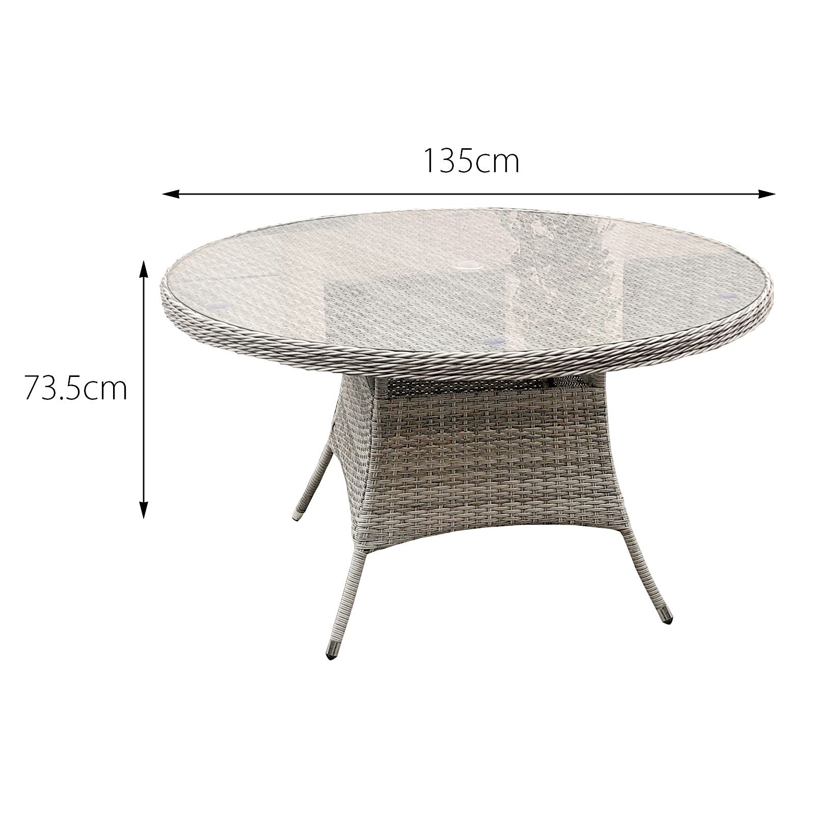 Hampton Rattan 6 Seat Dining Set In Dove Grey | Light Grey