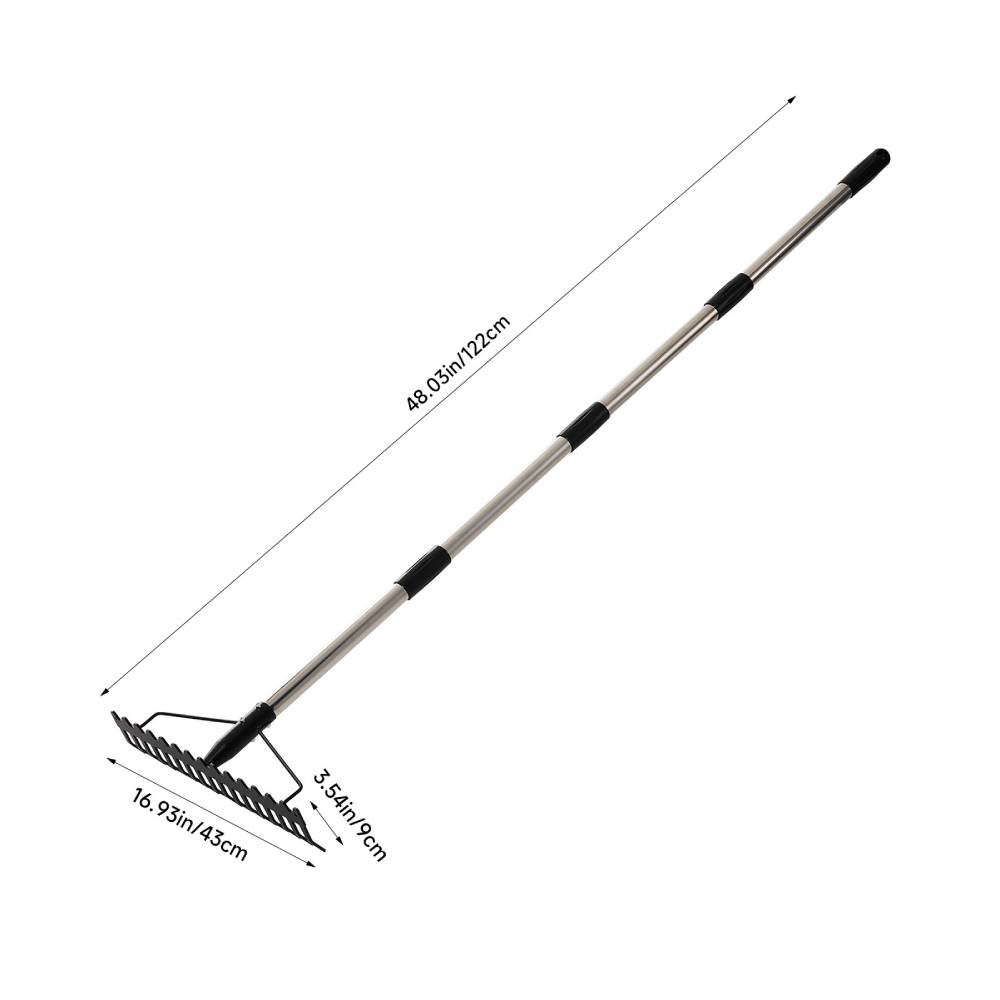 Stainless Steel Garden Tooth Rake – Adjustable Handle Length | Small