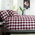 Ridgewood Check Printed Brushed 100% Cotton Bedlinen Duvet Set | Super King | Red