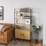 4-tier Bookshelf Bookcase With Double Door Cabinet