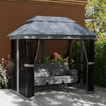 3 Person Canopy Gazebo Swing Outdoor Patio Lounge W/ Mesh Walls