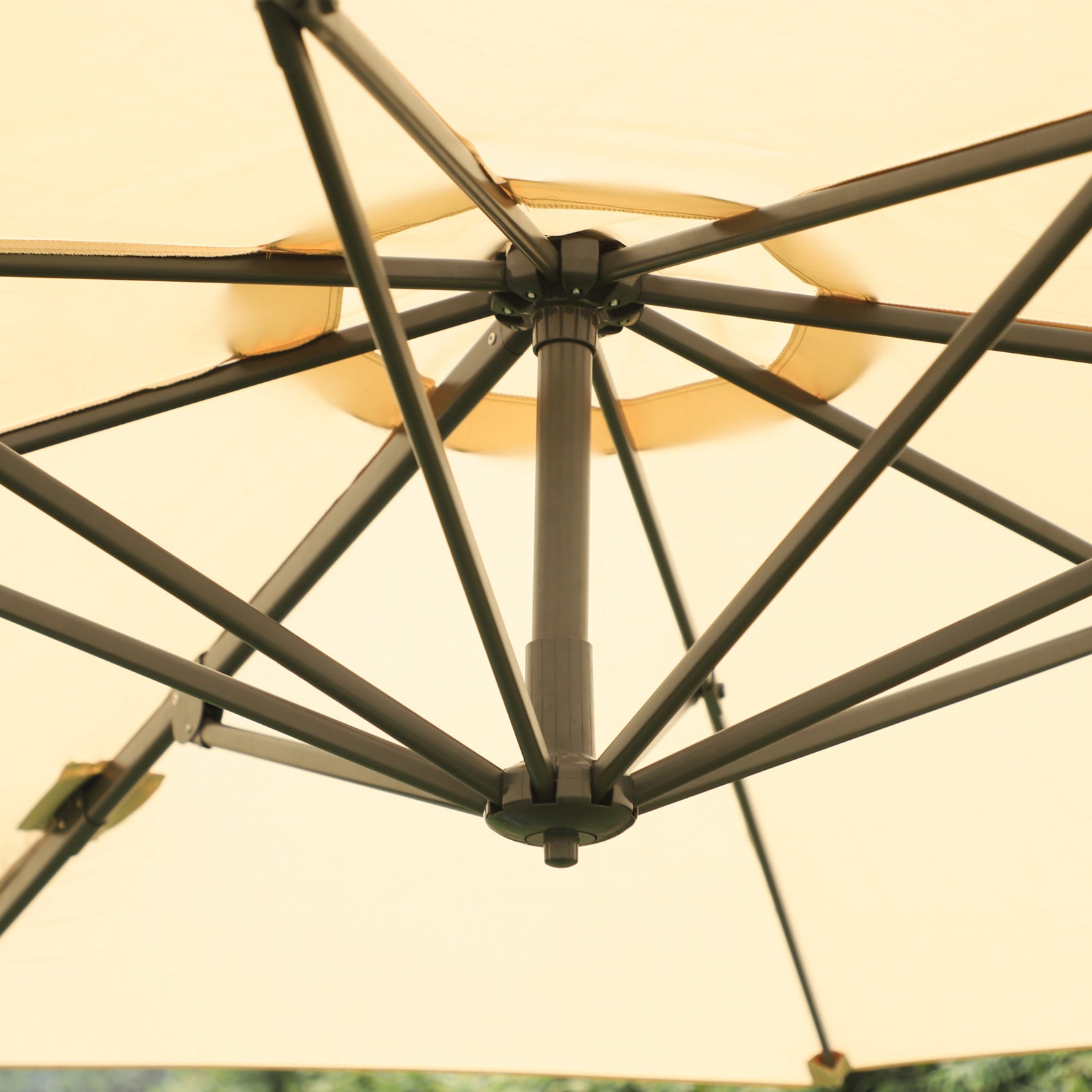 3m Cantilever Parasol W/ 360° Rotation & Base | Beige