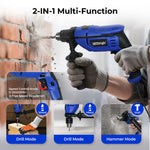 Electric Hammer Drill 13mm Chuck Powerful Variable Speed Corded Diy | Blue