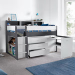Ersa Mid Sleeper Bed With Desk | Single | Grey