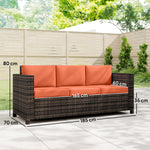 Rattan Wicker 3-seater Sofa Chair Patio Furniture | Orange
