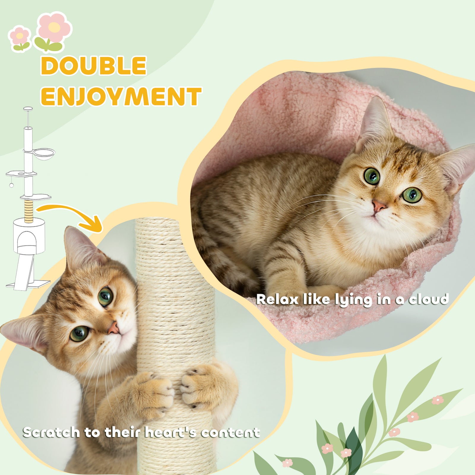 Floor To Ceiling Cat Tree Adjustable Height 220-240 Cm Cat Tower