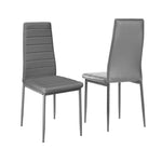 Set Of 2 Pu Leather Upholstered Dining Chairs | Grey