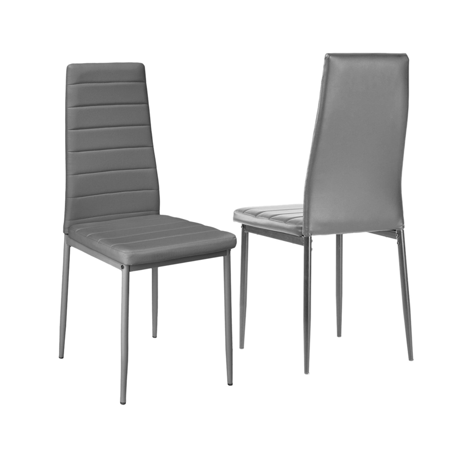 Set Of 2 Pu Leather Upholstered Dining Chairs | Grey