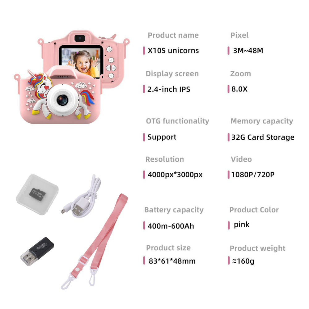 Kidkid X10s Unicorn Kids Digital Camera With 4800w Hd