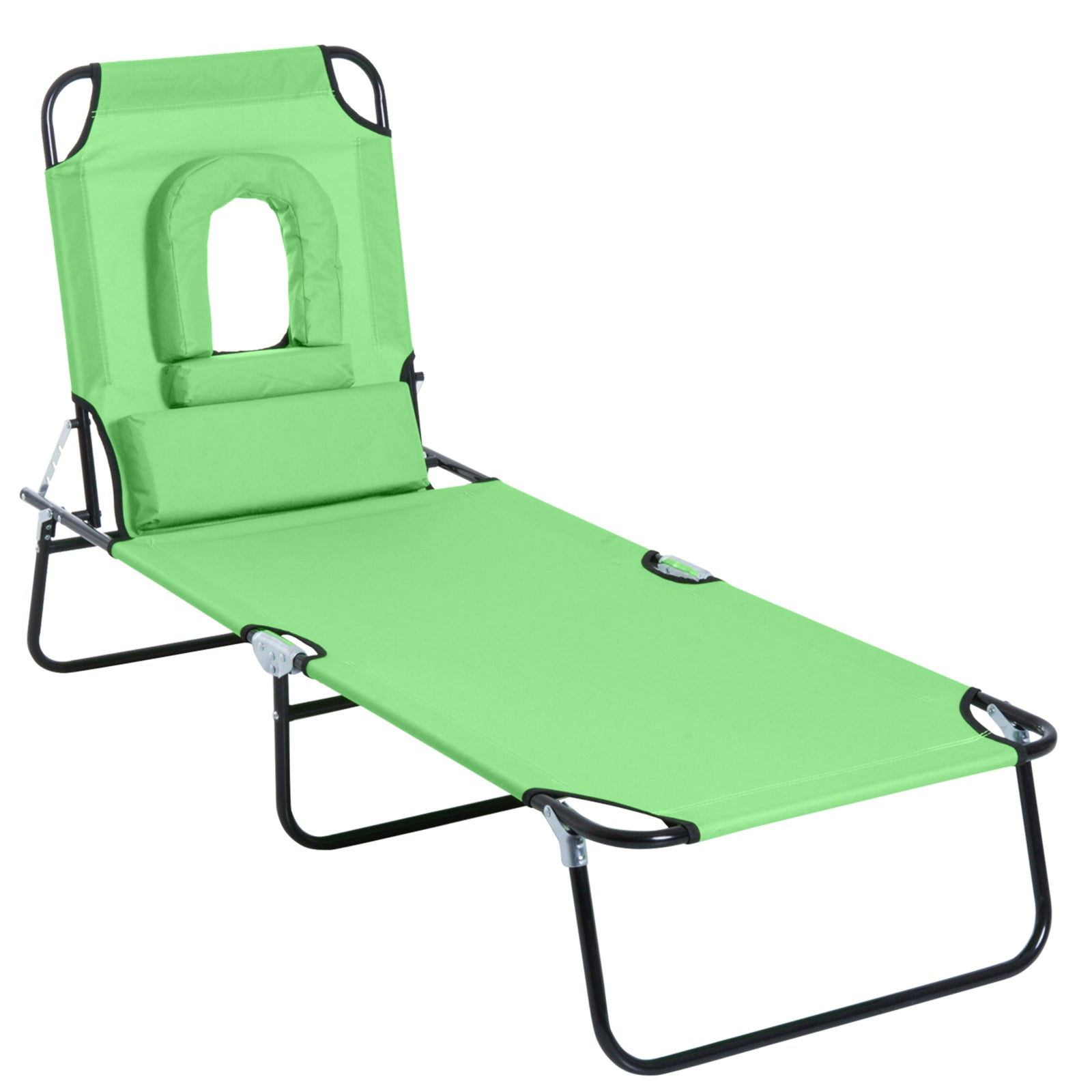 Garden Sun Lounger Folding Recliner Chair | Set of 1 | Green