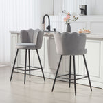 Barstool With Petal Backrest For Kitchen Island | Set of 2 | Grey