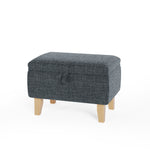 Dark Grey Linen Upholstered Storage Ottoman Footstool